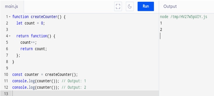 javascript closure program example